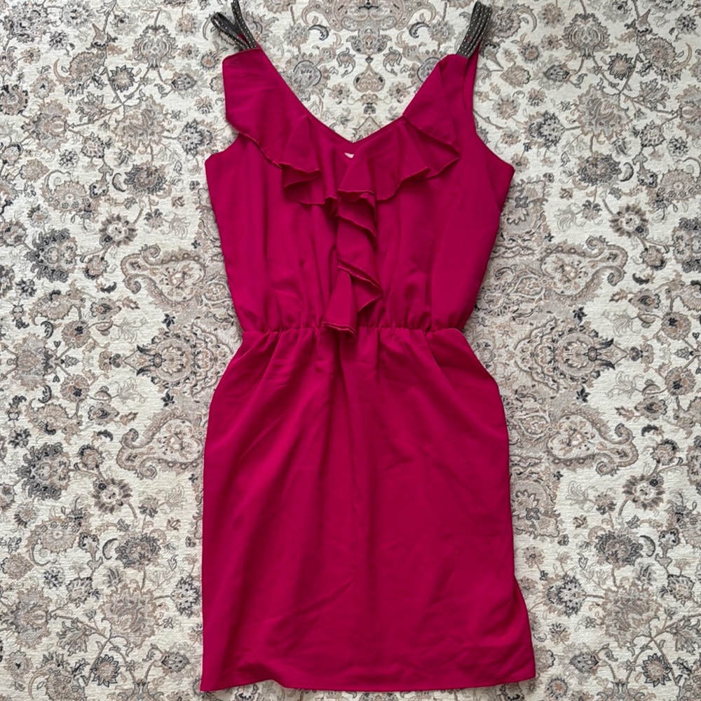 Double Zero Magenta Ruffle Dress